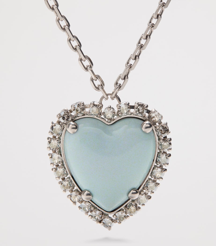 Valentino Garavani crystal heart necklace palladium finish, UK version