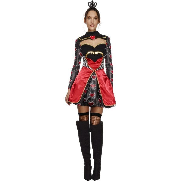 Fever Queen of Hearts costume black dress with crown, UK version