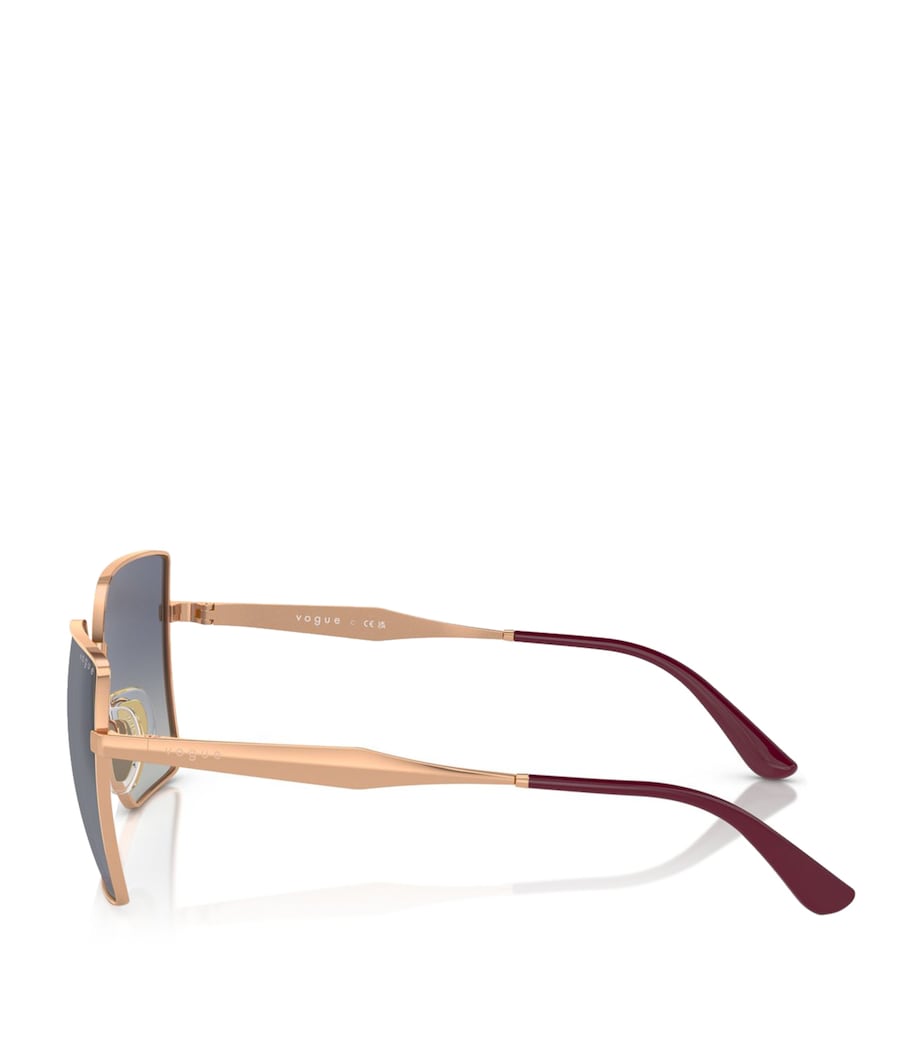 Vogue square sunglasses rose gold metal graduated tint (British brand)