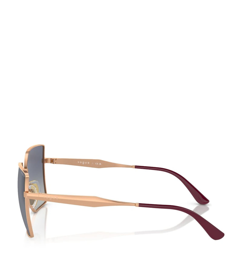 Vogue square sunglasses rose gold metal graduated tint (British brand)