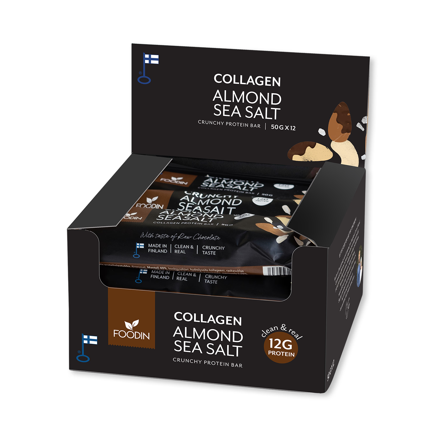 Collagen protein bar Almond Seasalt 12x50g, UK version