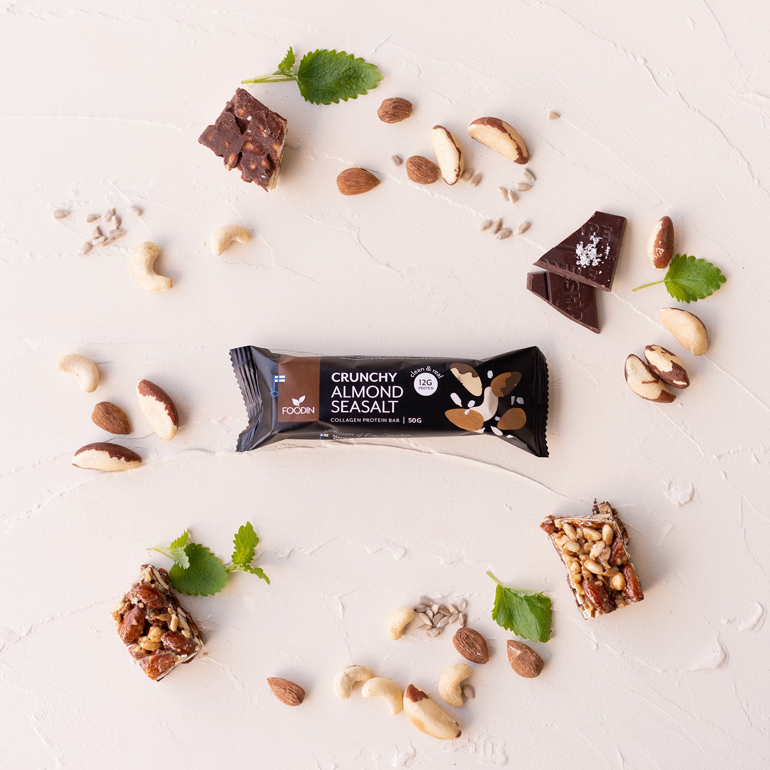 Collagen protein bar Almond Seasalt 12x50g, UK version