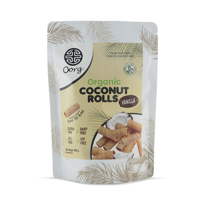 Holland & Barrett OORG Organic Coconut Rolls Vanilla 100g- Buy online at McGrocer