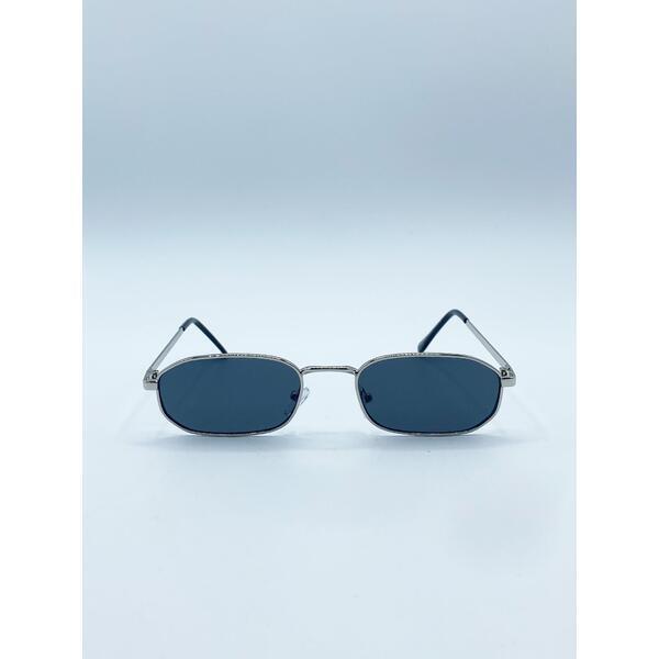 SVNX oval sunglasses with silver frame and black lenses - British product