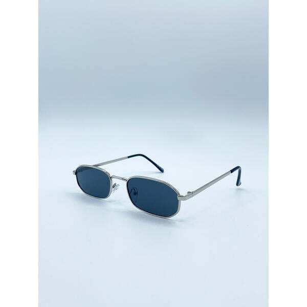 SVNX oval sunglasses with silver frame and black lenses - British product