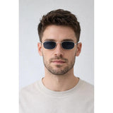 SVNX oval sunglasses with silver frame and black lenses - British product