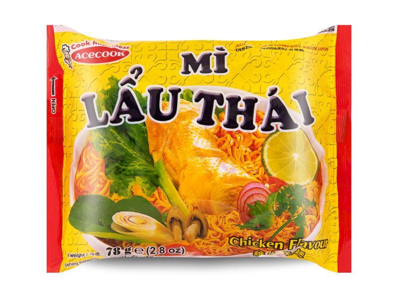 Acecook Mi Lau Thai instant noodles chicken flavour, UK version