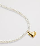 Monica Vinader mini gold vermeil pearl heart necklace, imported from the UK