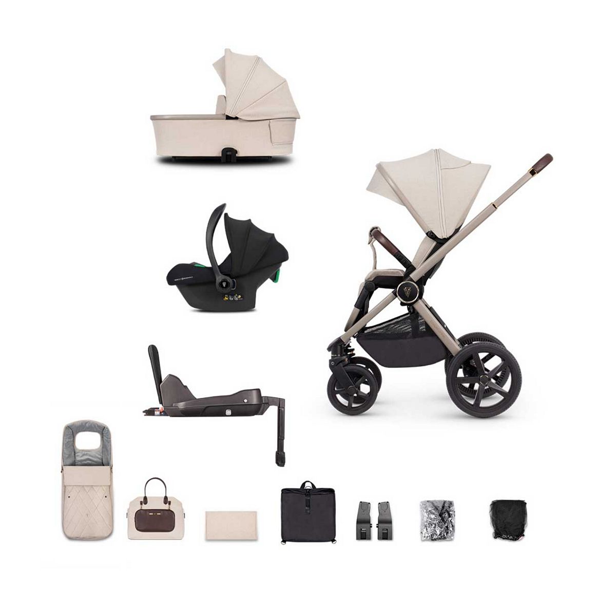 Venicci Upline 3in1 Travel System Plus Base Stone Beige GOODS Boots   