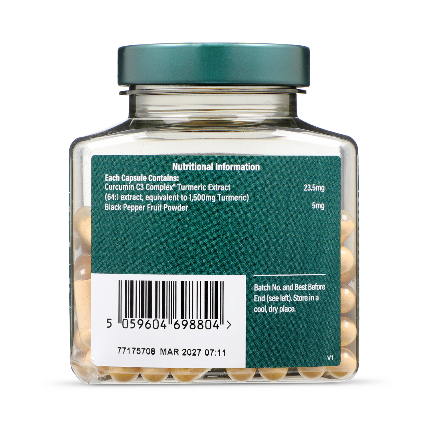 Holland & Barrett Turmeric capsules 1500mg + Black Pepper 90 count, UK version