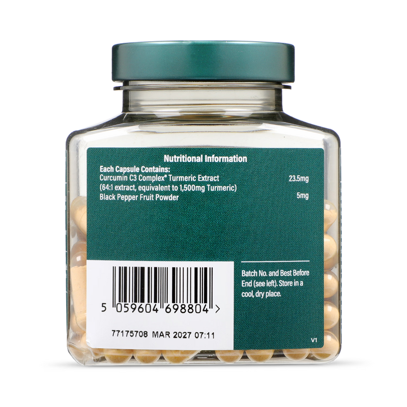 Holland & Barrett Turmeric capsules 1500mg + Black Pepper 90 count, UK version