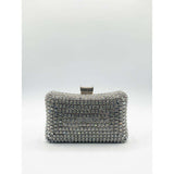 SVNX silver diamante clutch bag with chain - British product