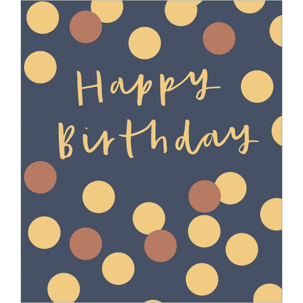 Sainsbury's Happy Birthday Card Gold and Copper Dots Greeting Card