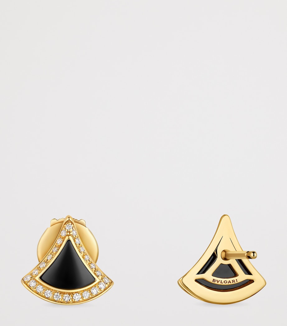 Bvlgari Divas' Dream yellow gold onyx diamond earrings, imported from the UK