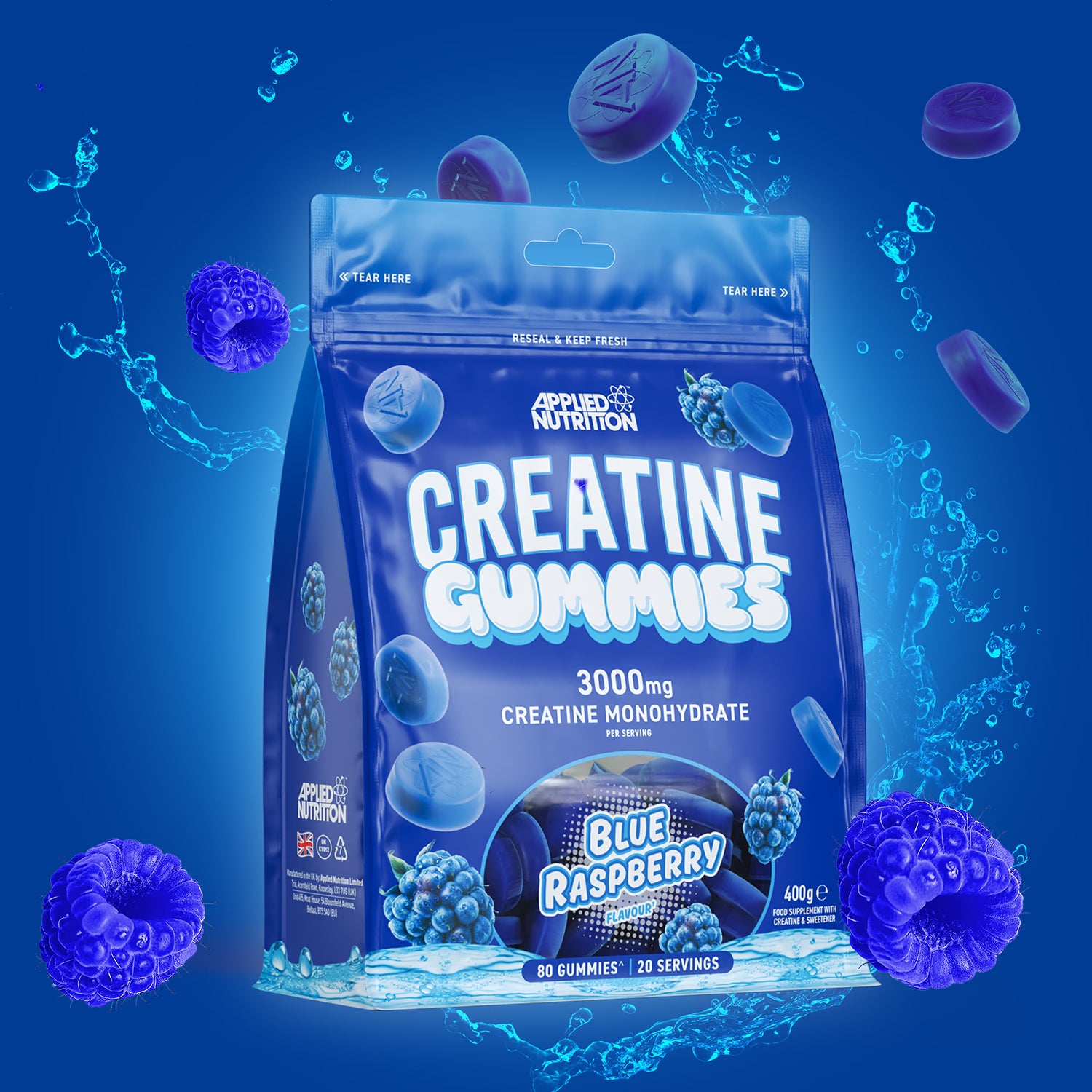 Applied Nutrition Creatine Gummies Blue Raspberry 400g - British product