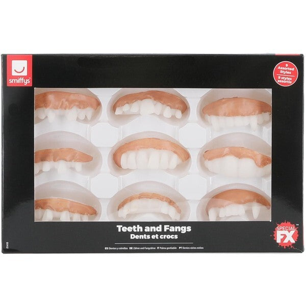 Smiffys assorted teeth and fangs display box (British brand)