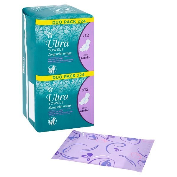 Superdrug Long Ultra Towels with wings X24