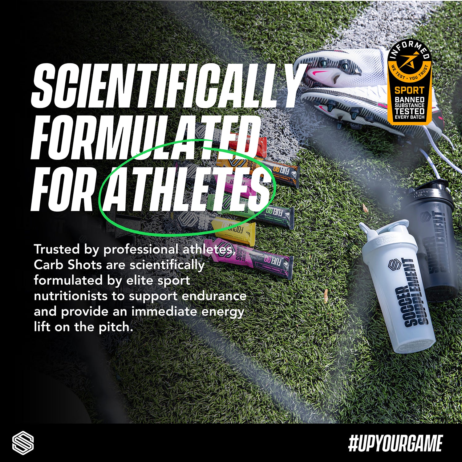 Soccer Supplement Endurance Carb Shots lemon and lime flavour 100ml 12 pack (British brand)