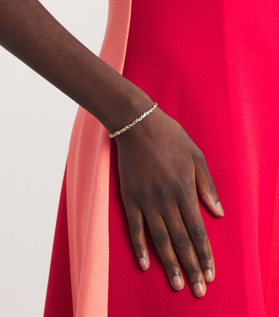 Suzanne Kalan Classic bangle with baguette diamonds in yellow gold (British brand)