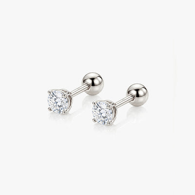 Superdrug MUCHV 5mm Round Stone Stud Earrings in 18k Gold or Silver- Buy online at McGrocer