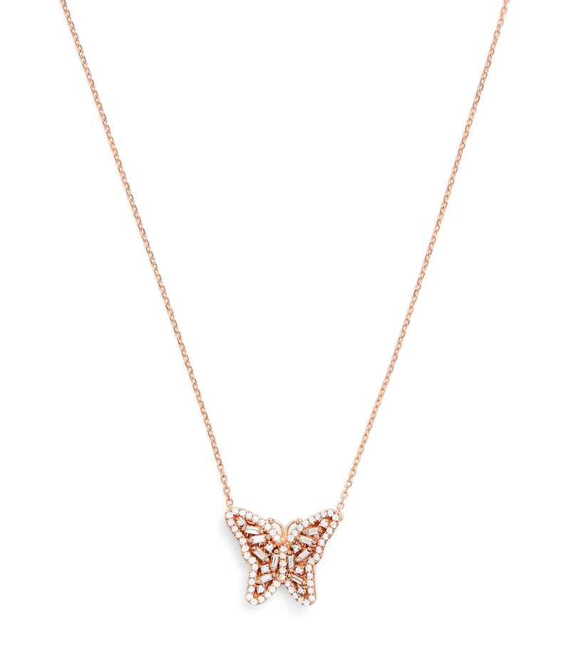Suzanne Kalan rose gold diamond butterfly necklace, UK version