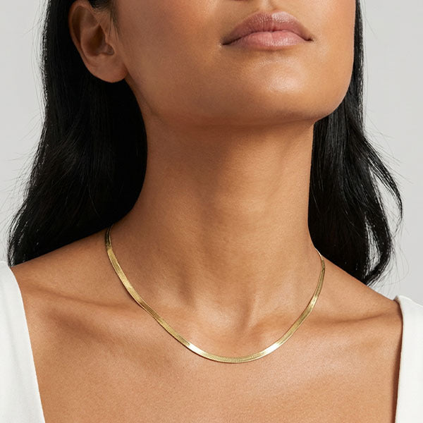 MUCHV herringbone chain necklace 18k gold 45cm, UK version