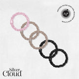 Silver Cloud satin hair scrunchies silver ion infused 5 pack, UK version