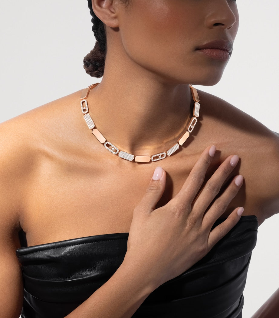 Messika Imperial Move pink gold diamond necklace 6.40ct, imported from the UK