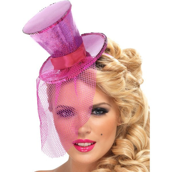 Fever hot pink top hat on headband (British brand)