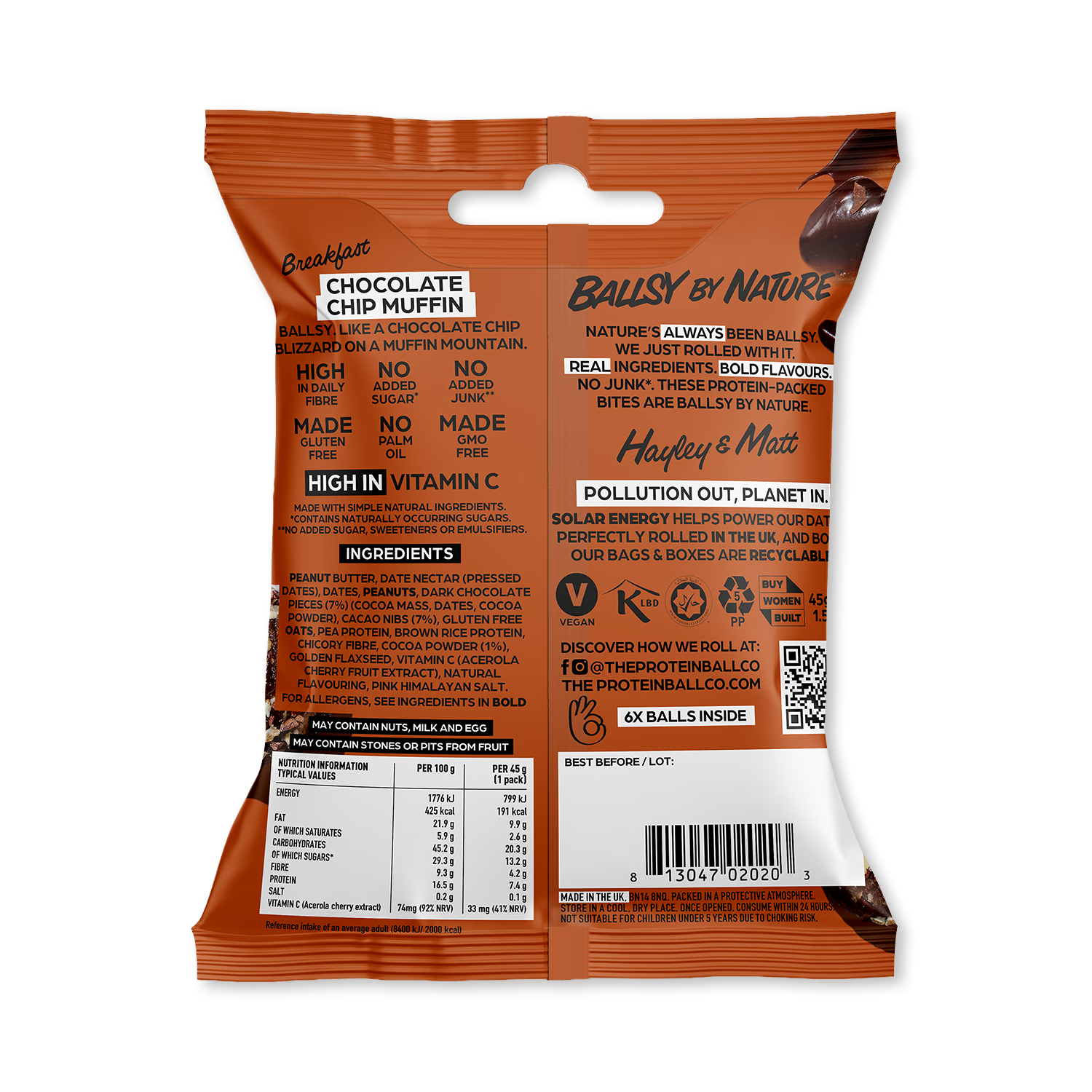 Ballsy coffee oat muffins high fibre case of 10 - British product