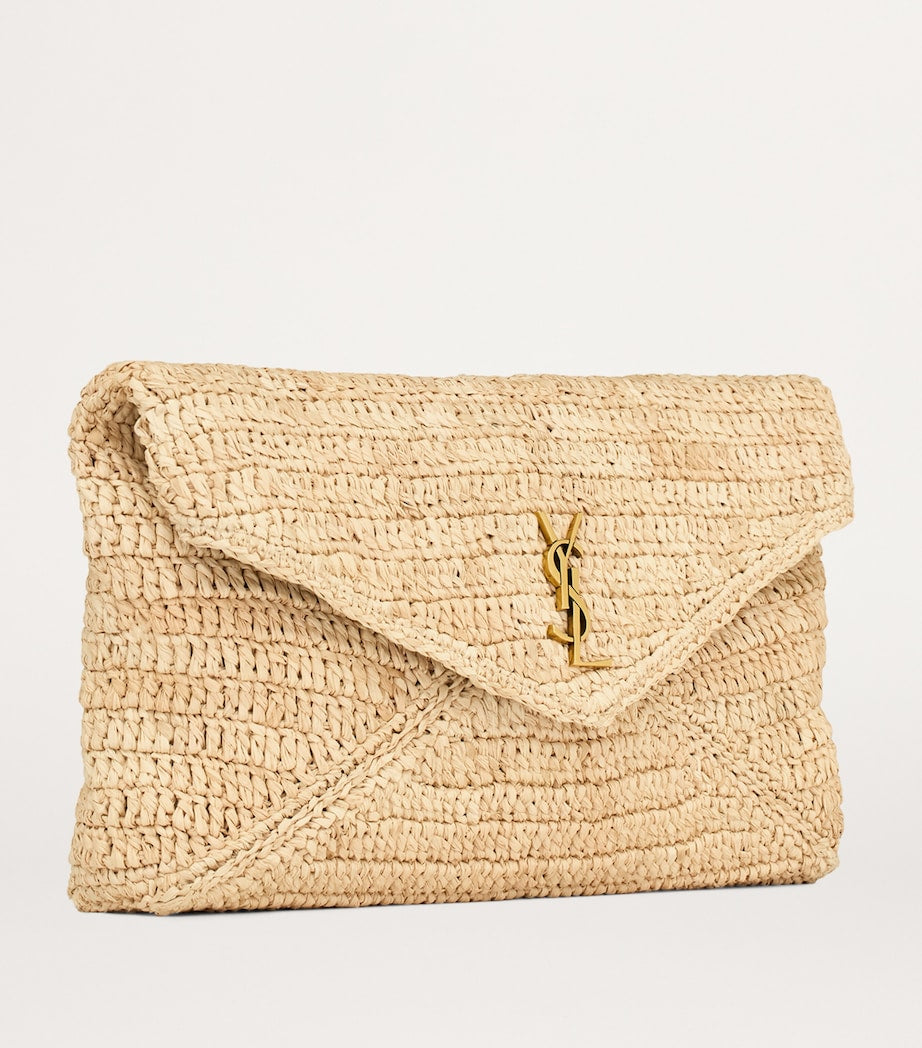 Saint Laurent raffia Cassandre envelope pouch, imported from the UK