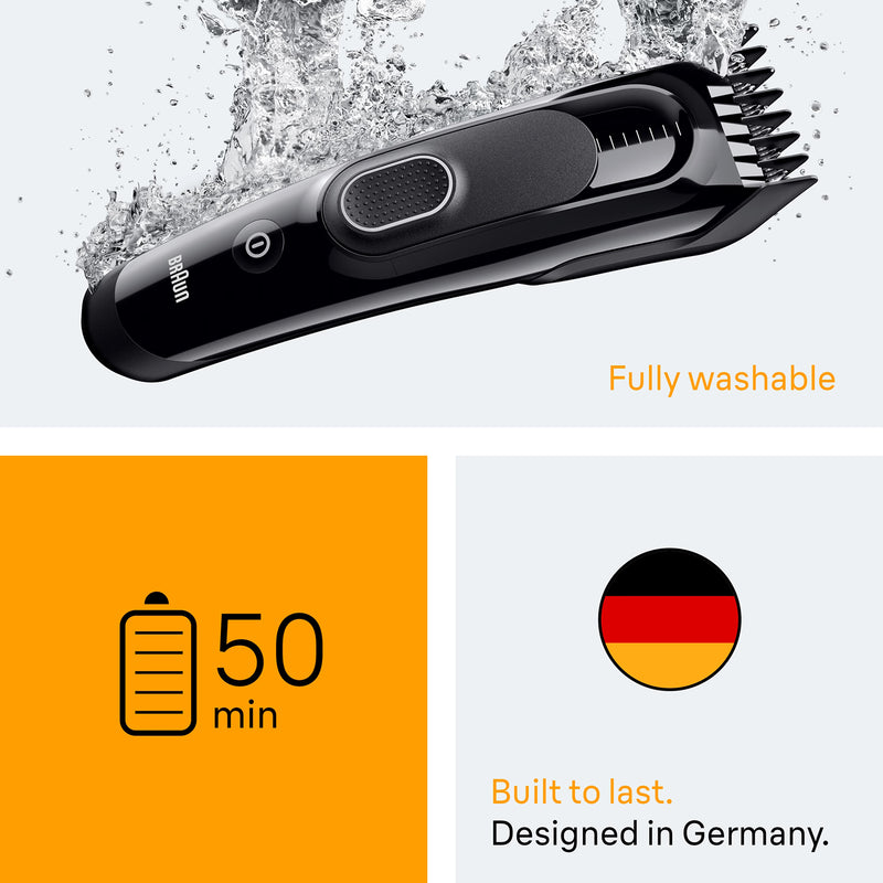 Braun hair clipper HC5510 black with accessories, UK version