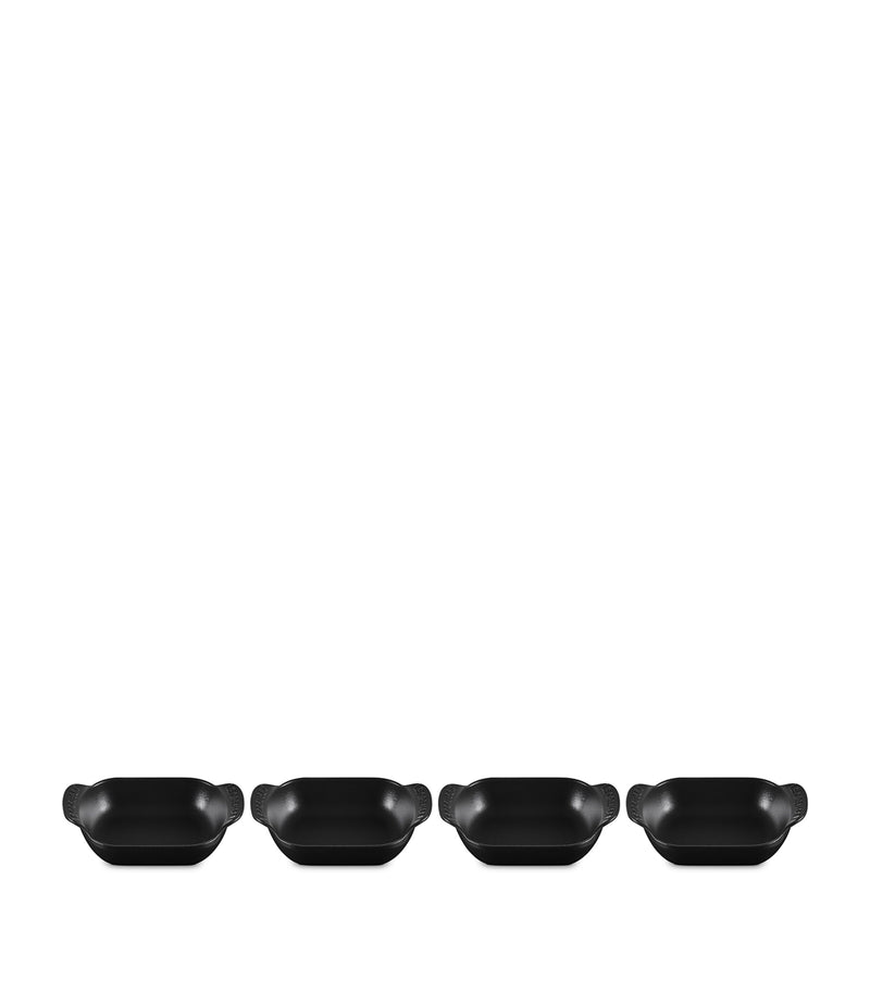 Le Creuset cast iron rectangular mini bakers set of 4, 300ml each, UK version