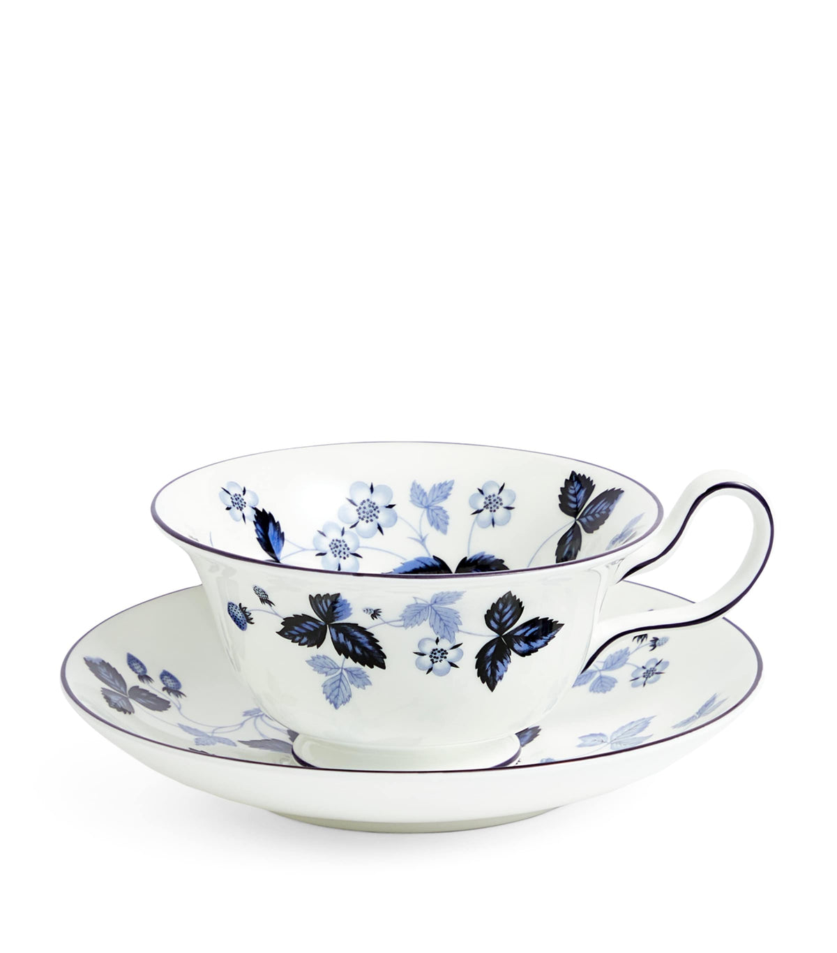 Wedgwood Wild Strawberry Inky Blue teacup and saucer (British brand)