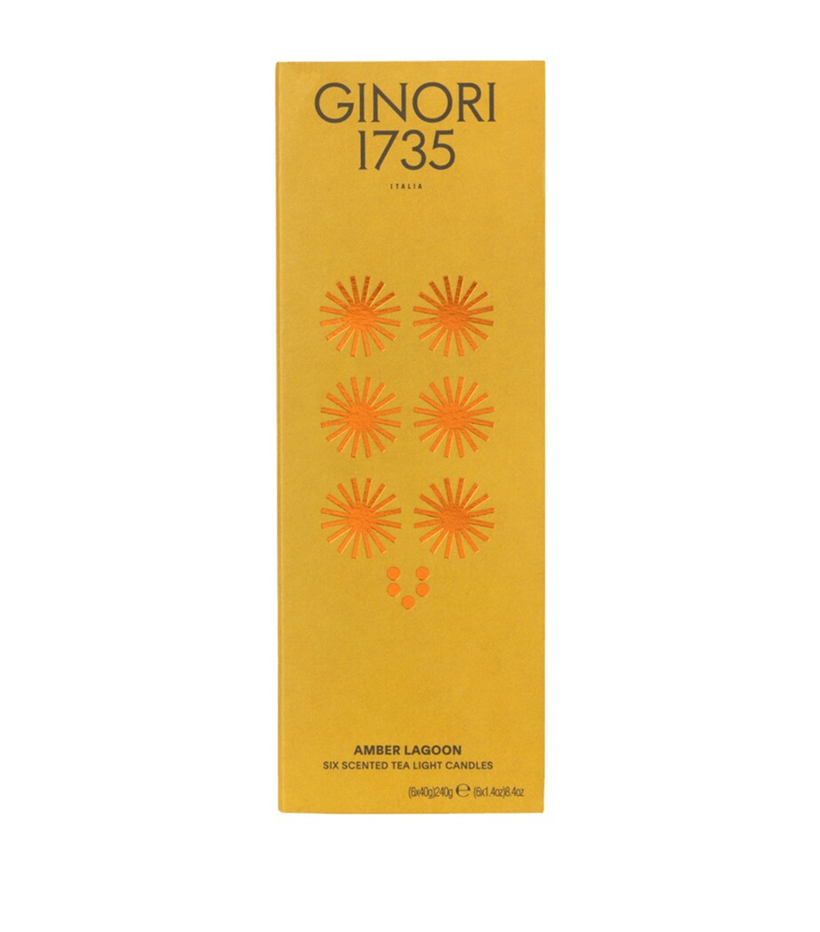 GINORI 1735 Amber Lagoon tealight scented candles pack of 6, UK version