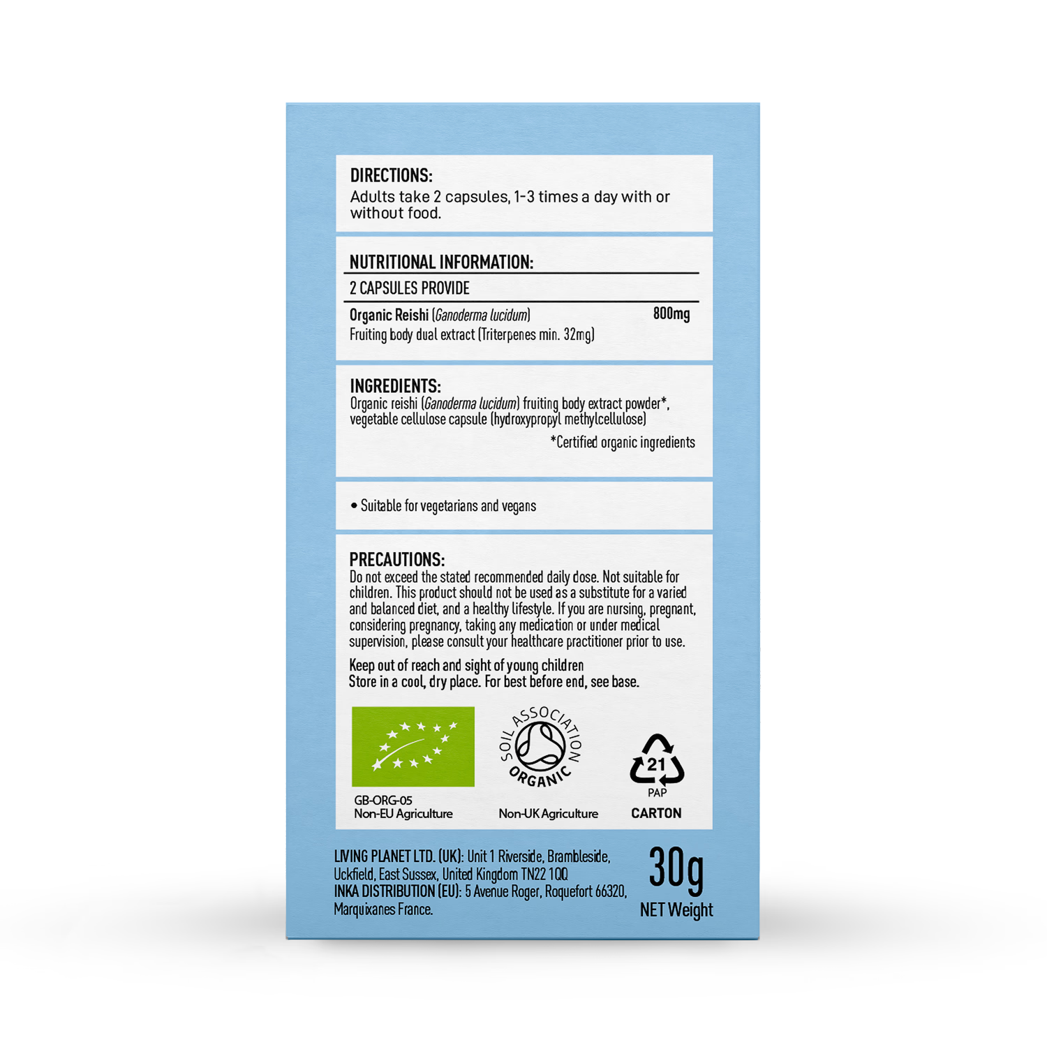 Mushrooms For Life Organic Reishi Extract 60 Capsules, imported from the UK