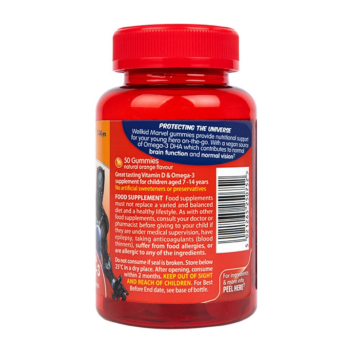 Vitabiotics Wellkid Marvel Vit D Omega 7-14 years 50 Vegan Soft Jellies Kid's & Teen's Multivitamins Holland&Barrett   