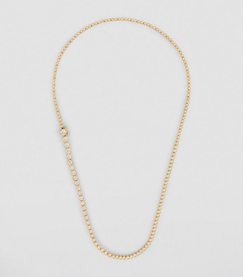 Sophie Bille Brahe yellow gold diamond tennis necklace, UK version