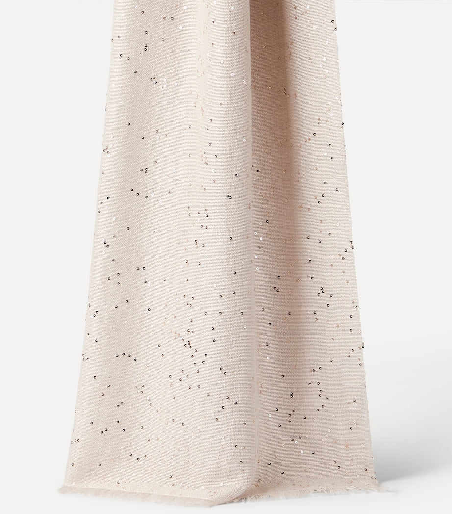 Brunello Cucinelli cashmere-silk embellished scarf (British brand)