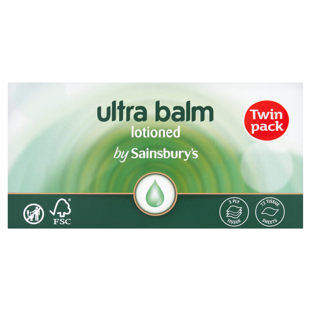 Sainsbury's Ultra Balm 3 Ply Tissues Twin Pack x72 Sheets