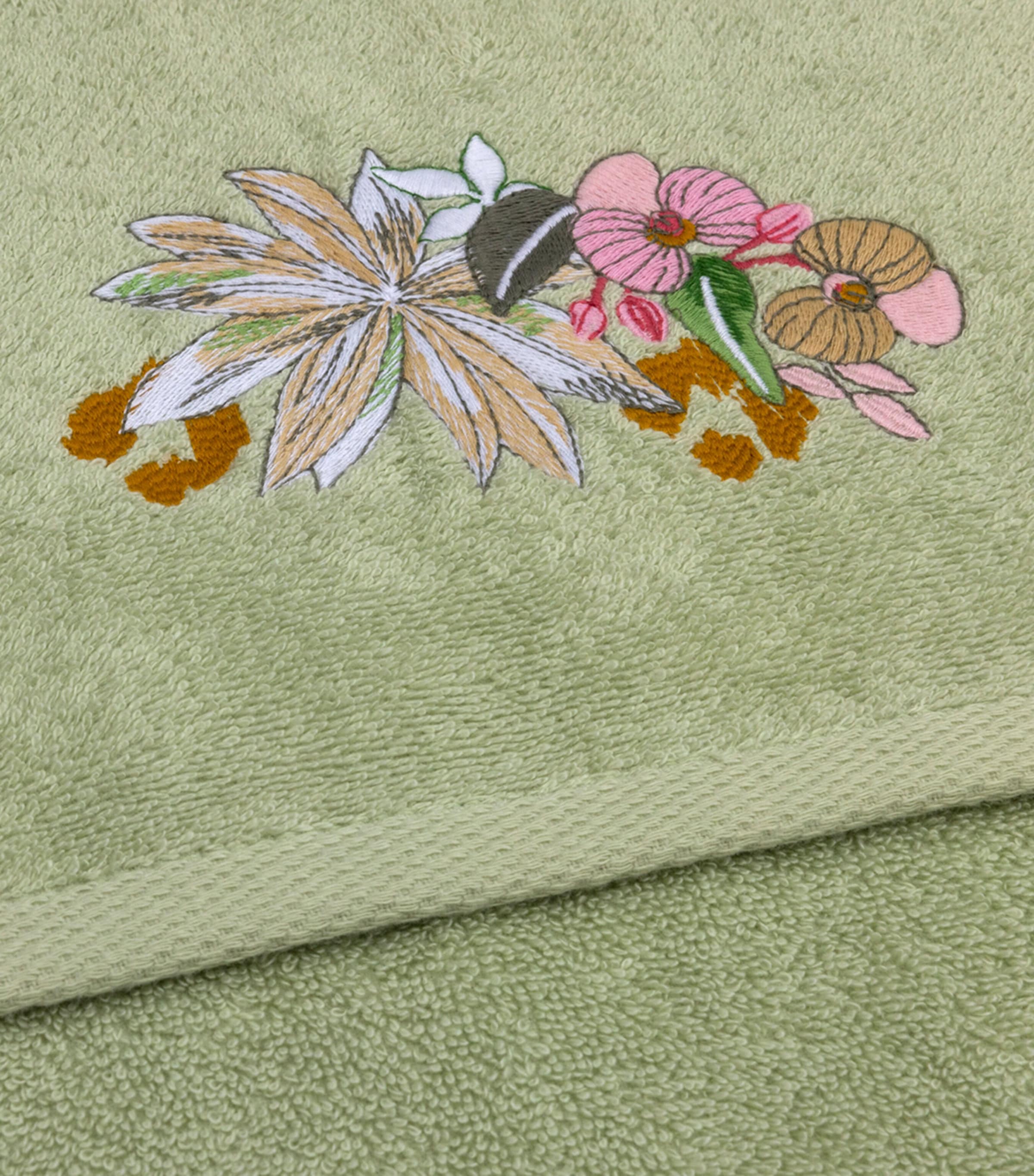 Yves Delorme Embroidered Orchidee hand towel 55cm x 100cm (British brand)