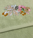 Yves Delorme Embroidered Orchidee hand towel 55cm x 100cm (British brand)