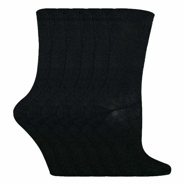 Sock Snob 6 Pk Childrens Solid Colour Cotton Socks 12-3 UK GOODS Superdrug Black  