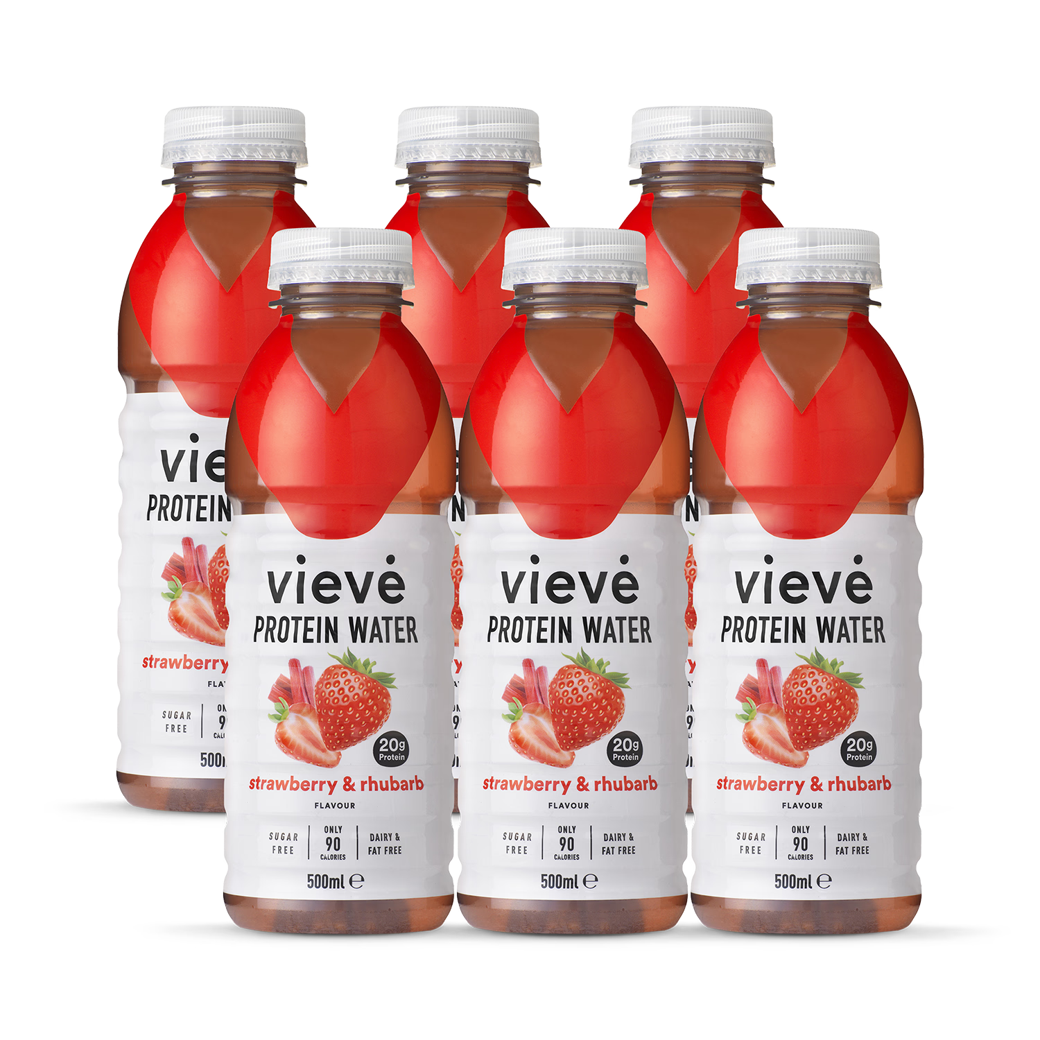Vieve strawberry & rhubarb protein water 6x500ml, imported from the UK