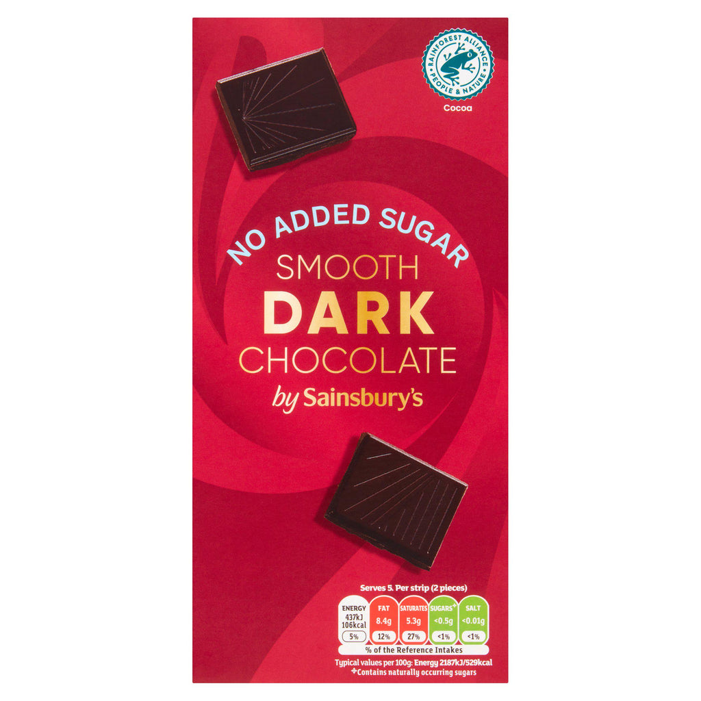 Sainsbury's No Added Sugar Dark Chocolate 100g