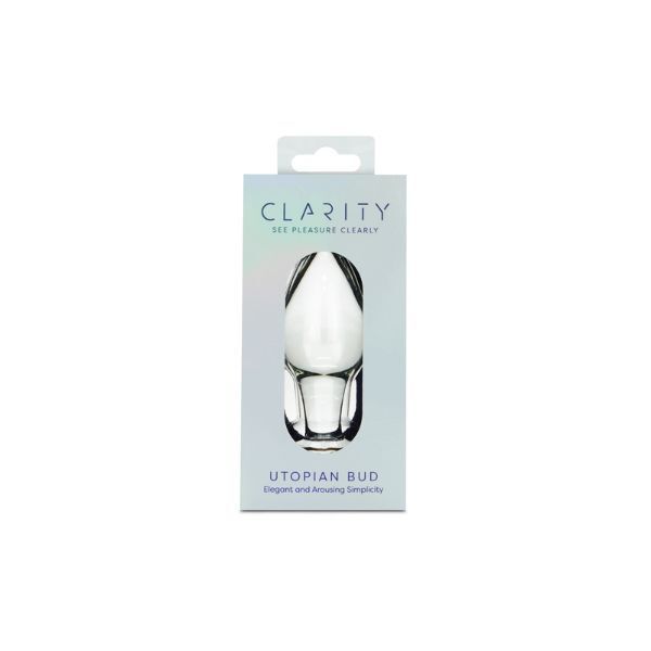 Clarity glass butt plug Utopian Bud 3.5 inches, imported from the UK