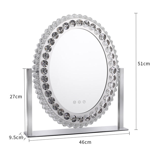 Livingandhome Crystal LED Vanity Mirror 46cm x 51cm, imported from the UK