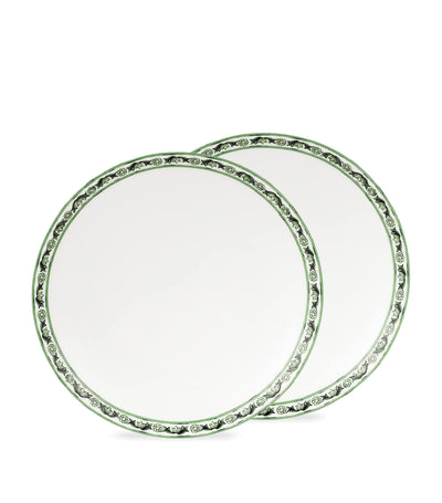 Harrods Set of 2 Soup Plates in Verde Maiolica Porcelain, 20cm Diameter- Buy online at McGrocer