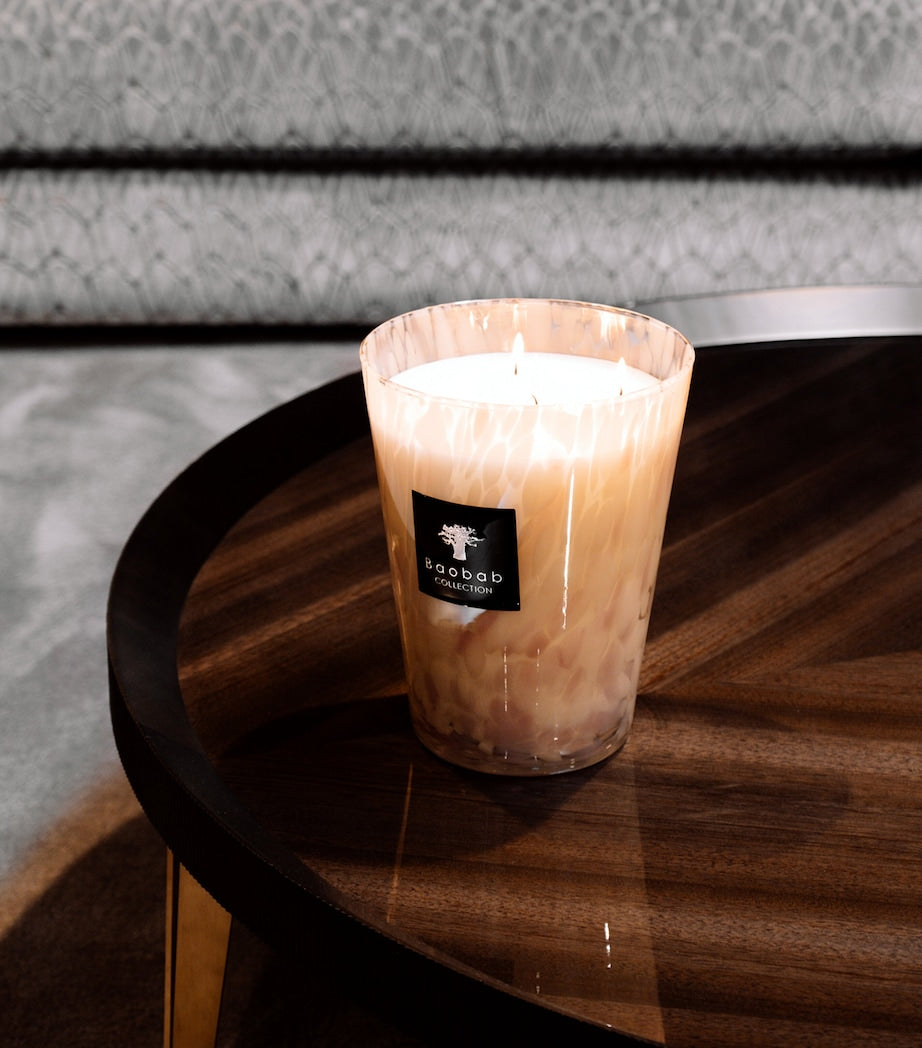 Baobab Collection White Pearls pillar candle 10cm - British product