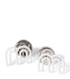 Miu Miu M logo stud earrings optical white, UK version